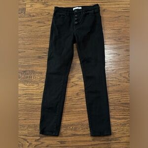 Black High-Waisted Velvet Skinny Jeans